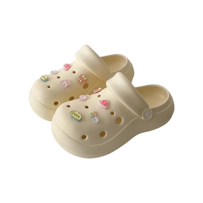 JINGEYU Spring Summer Girlish Minimalist Cute Versatile Women's Crystal Rabbit Shoe Flower DIY Slippers-3