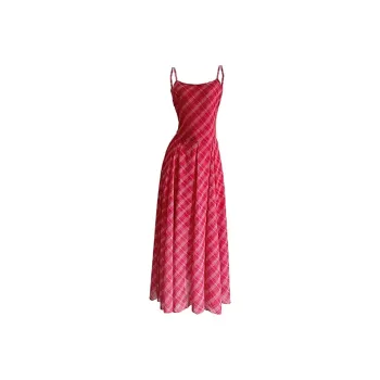 PAZZO Slip Dresses Women's Red Plaid