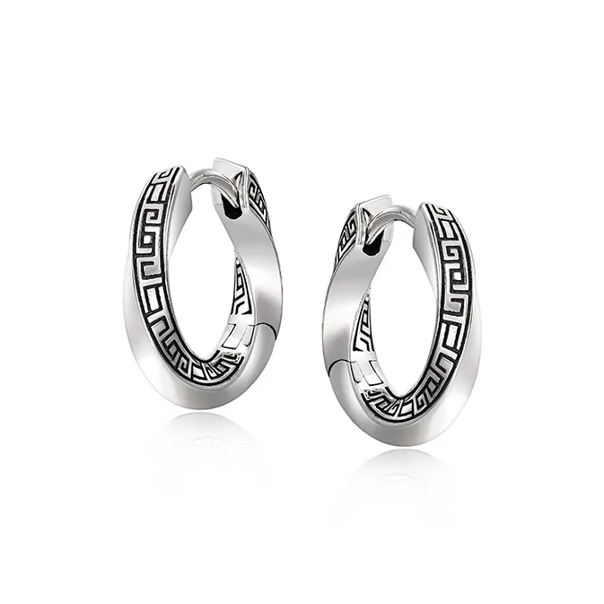 IDEAGEMER 925 Sterling Silver Earrings Men's-5
