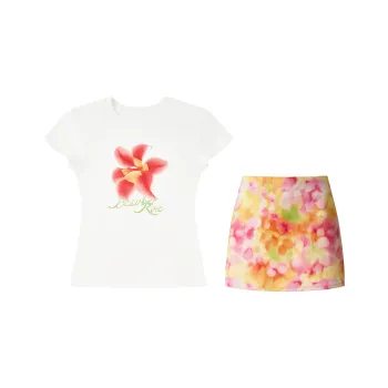 PLANE DRIFT Two Piece Skirt Sets Women's Clothing Sets Top+Short Skirt