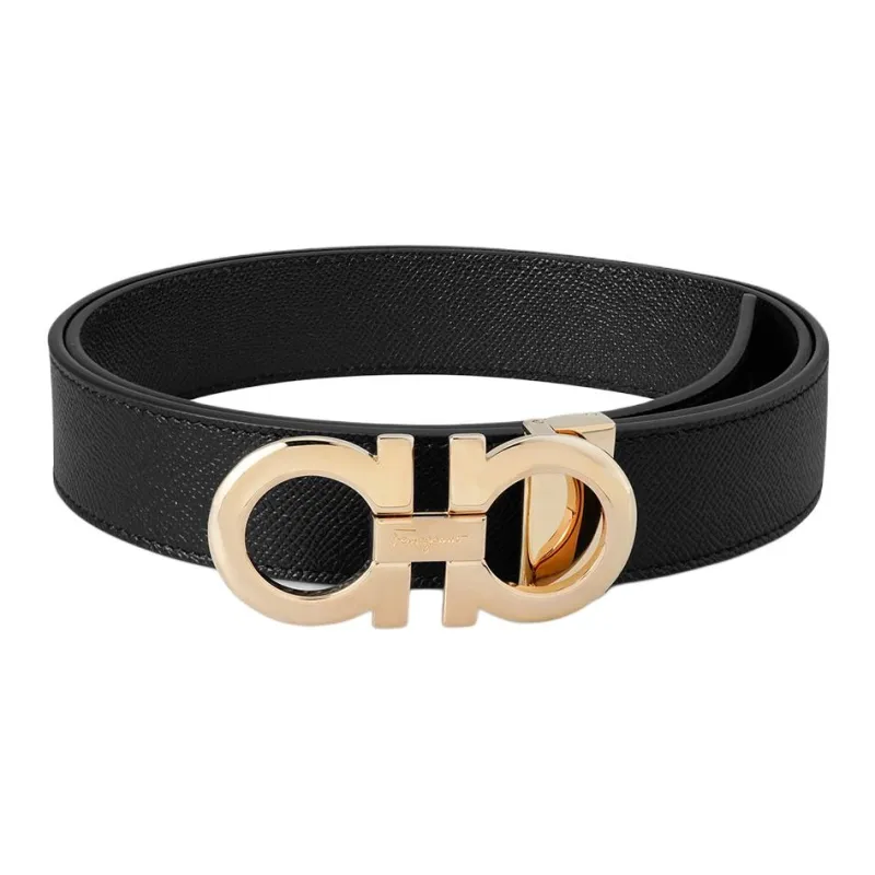 FERRAGAMO Reversible And Adjustable Gancini Belt Black-0