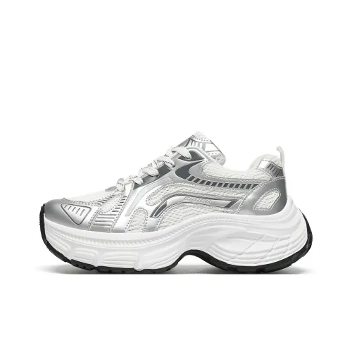 ZHR Xiaoice Bear Abrasion Resistant Breathable Low Top Chunky Sneakers Women's Silver
