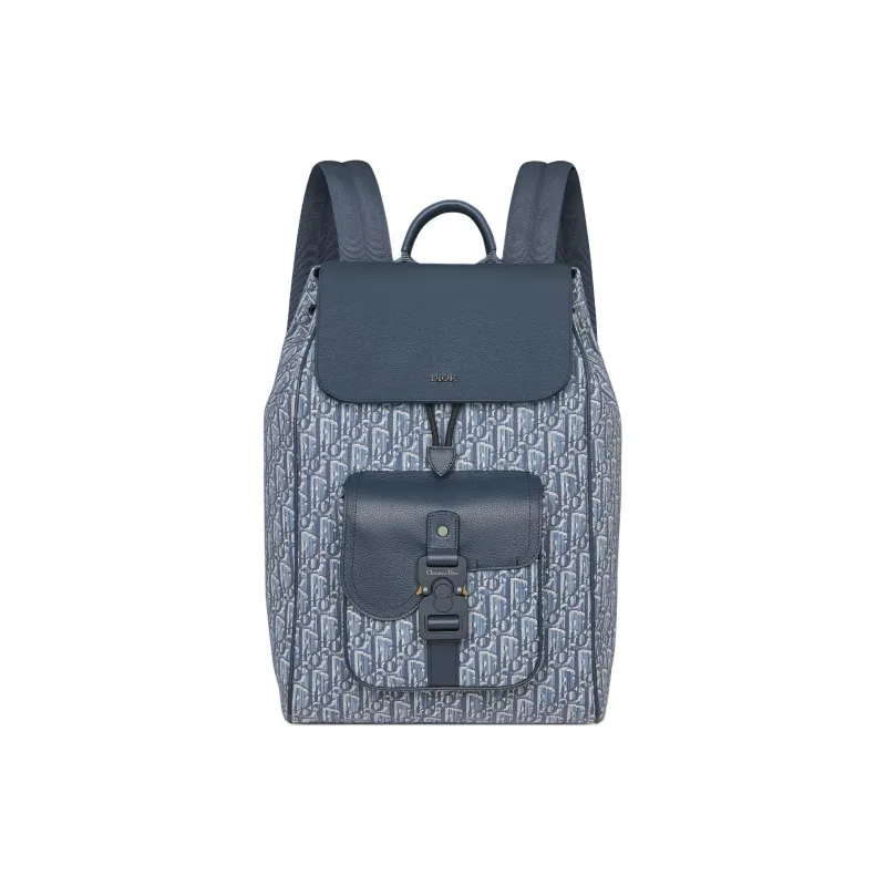 DIOR Cotton Backpack Men's Blue-0