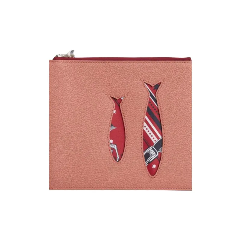 HERMES Calfskin Clutch Women's Pink-2