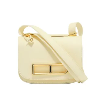 Delvau Alpina Calf Calfskin Shoulder Bag Women's Vanilla