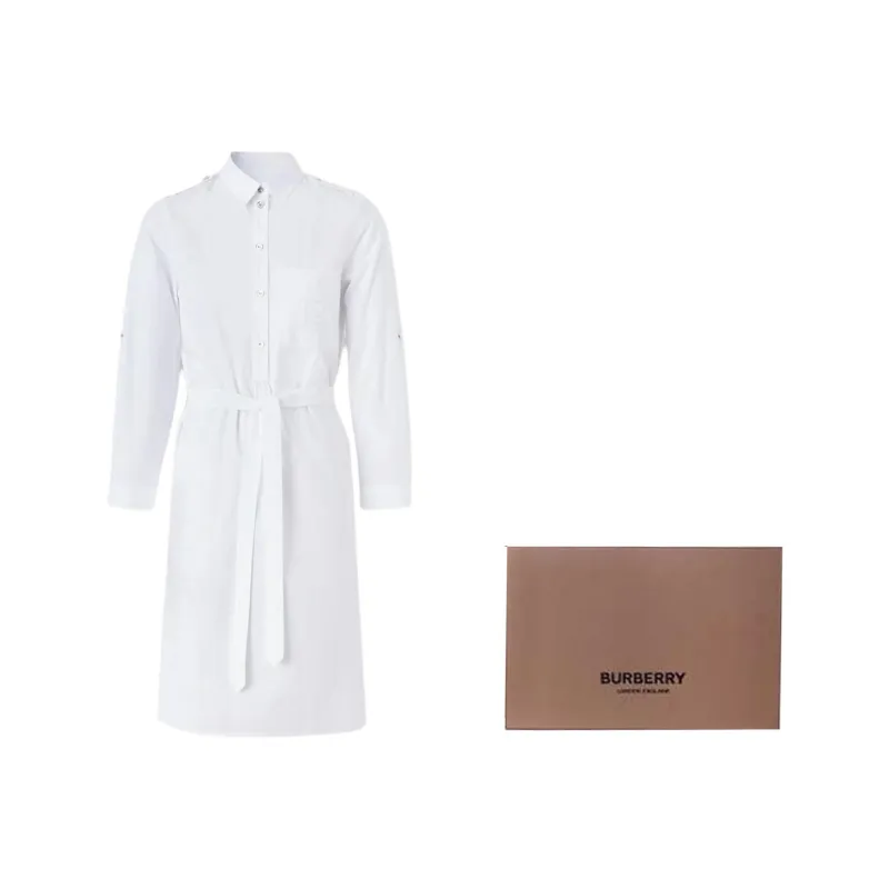 Burberry Short Sleeved Dress Women's White-6