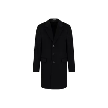 EMPORIO ARMANI Coat With Lapels In Beaver Cashmere