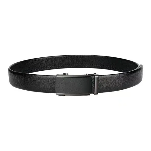 PISHUSHU Top Grain Cow Leather Automatic Buckle Belt Men's Width  3.5cm
