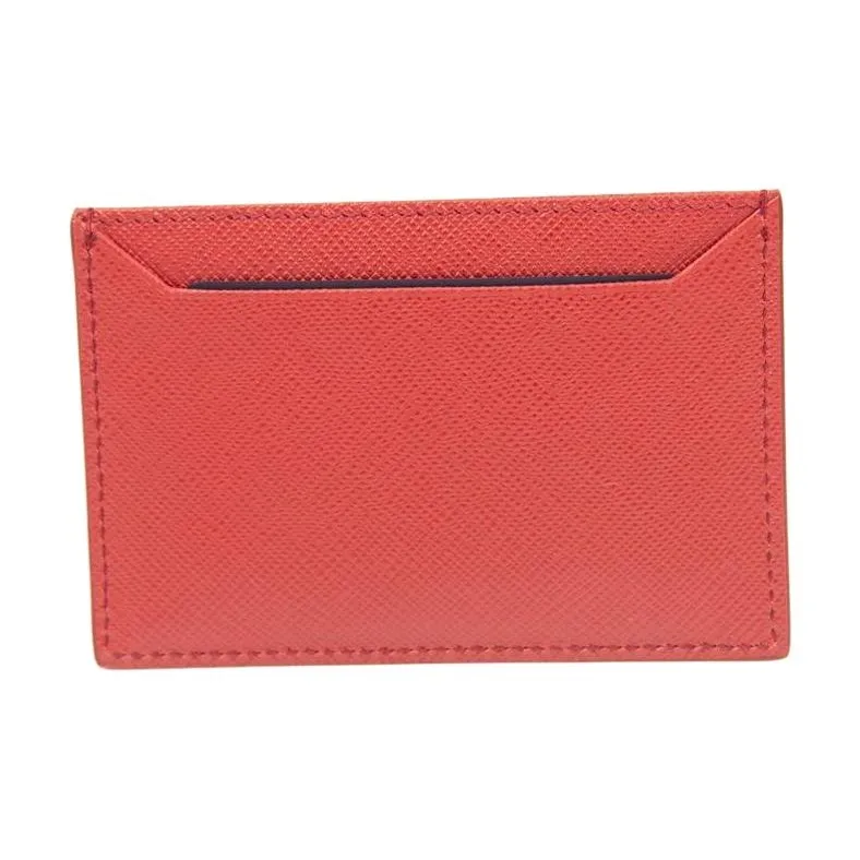 PRADA Cow Leather Card Holder Women's Red-2