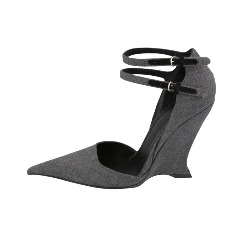 FERRAGAMO Vidya Wedge Heel High Heels Women's Gray-0