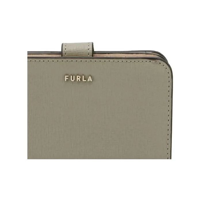 Furla Babylon Embossed Calfskin Wallet Small Size Women's Greige-3