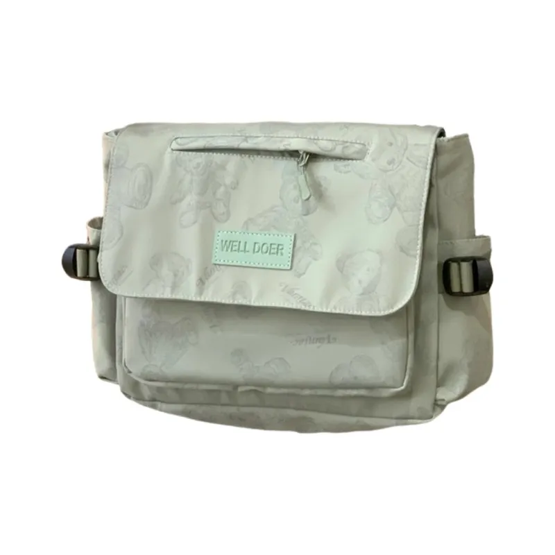 Warrior Nylon Fabric Shoulder Bag Unisex Fruit Green-0