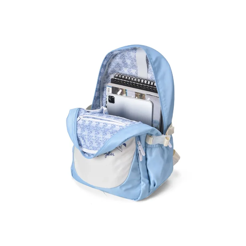 DRACONITE Polyester Students Backpack Unisex Cerulean White-3