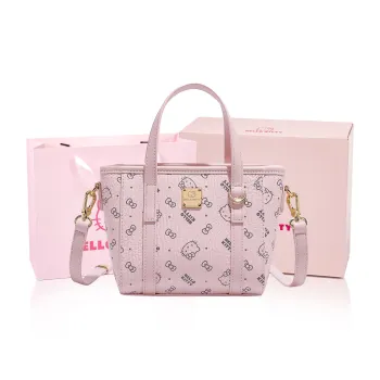 MESUCA Hello Kitty, Collaboration PU Tote One Shoulder Handbag Women's Pink/Brown/Milk Tea