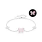 Silver 925-Glow-in-The-Dark Pink Butterfly Bracelet