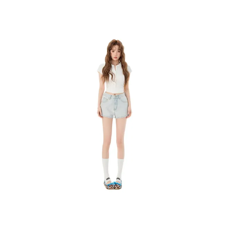 Rose Denim Shorts Women's-5