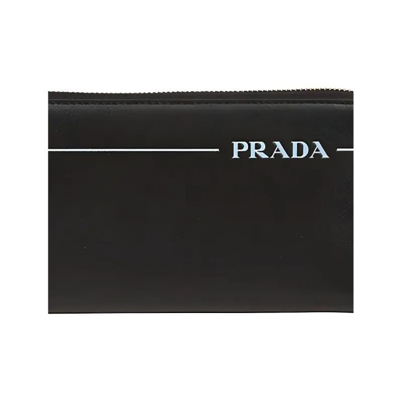 PRADA Cow Leather Clutch Wallet Men's Black-4