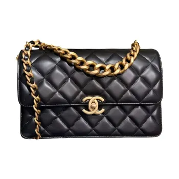 CHANEL Cow Leather Trunk Bag Handbag Crossbody Bag Women's Black