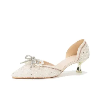 City Camel Slim Heel High Heels Women's Ecru