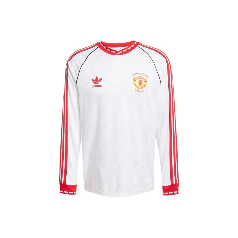 Adidas Originals Manchester SS25 UNITED '91 AWAY JERSEY Soccer Jersey Men's White/Red-0
