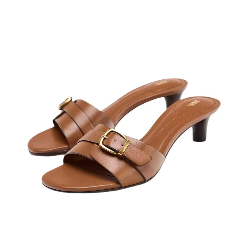 ZARA PU Polyurethane Slip Resistant Slide Slippers Women's Brown-2