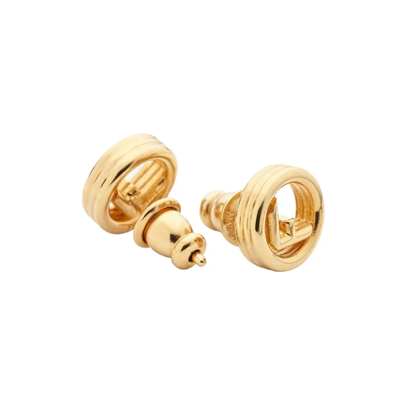 FENDI Bronze, Metal Stud Earrings Women's Gold-1