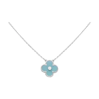 Van Cleef & Arpels 2010s 18kt White Gold Vintage Alhambra Diamond Pendant Necklace