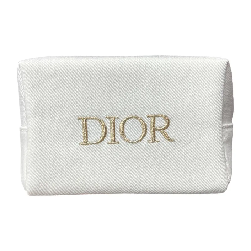 DIOR Minimalist Modern Classic Print Denim Fabric White Makeup Bags Portable 18*9*11cm-0