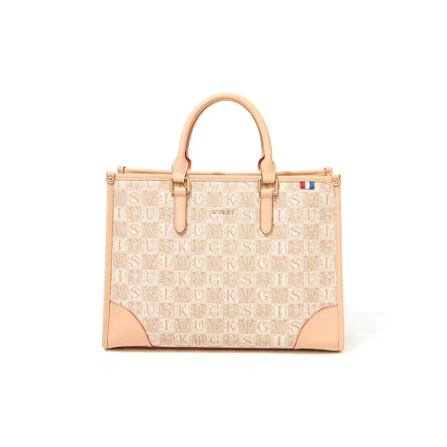 GUSKI Top Grain Cow Leather Handbag Regular Women's Coffee/Beige/Light Green