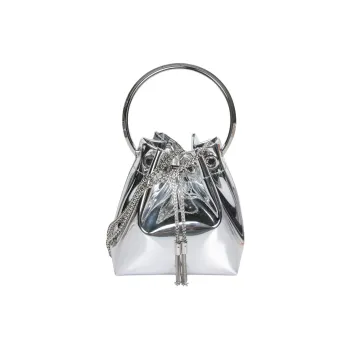Jimmy Choo Micro Bon Fabric Handbag Women's Silver