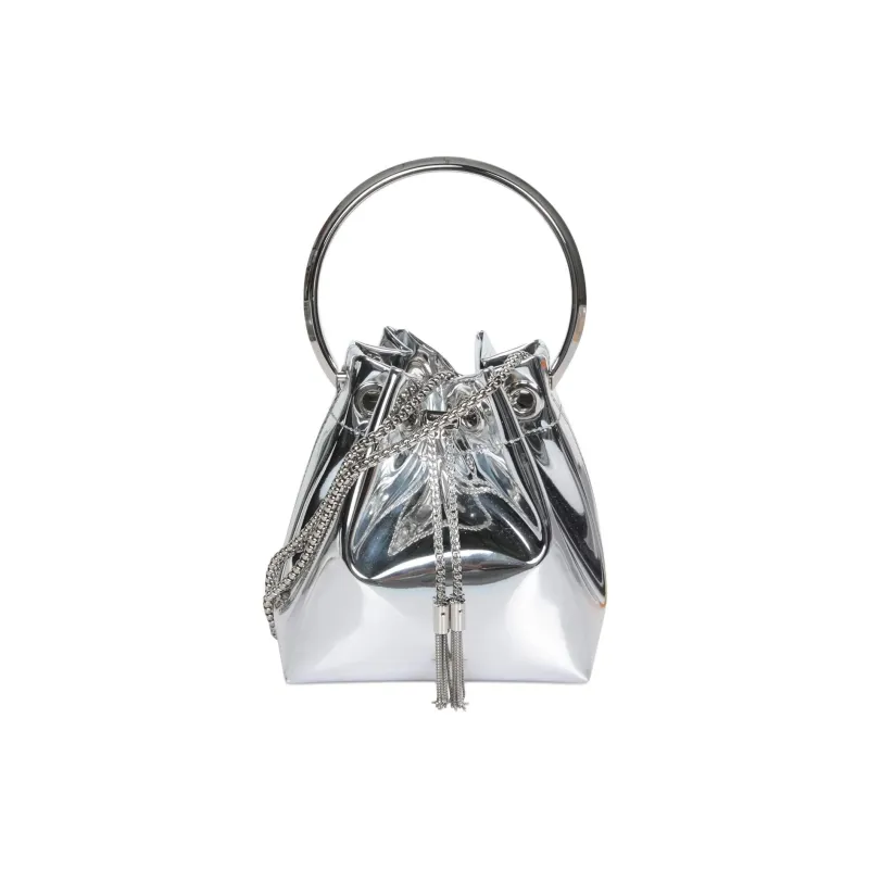 Jimmy Choo Micro Bon Fabric Handbag Women's Silver-0