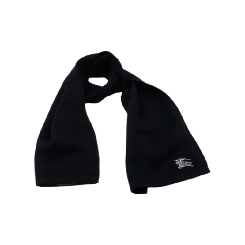 Burberry Logo Embroidered Ribbed Scarf-0