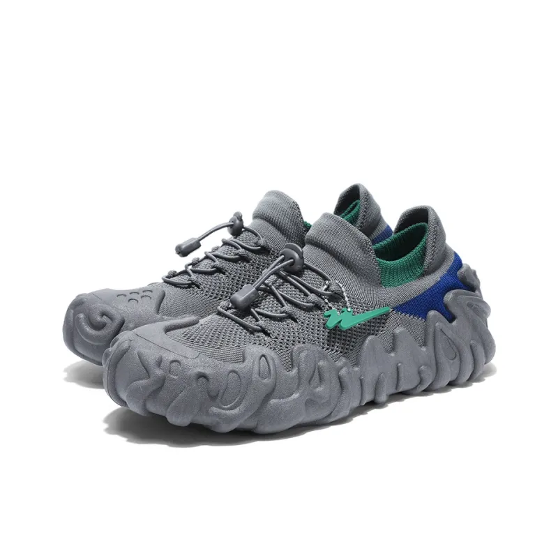 Binary Lightweight, Breathable, And Slip Resistant Low Top Chunky Sneakers Men's Gray-2