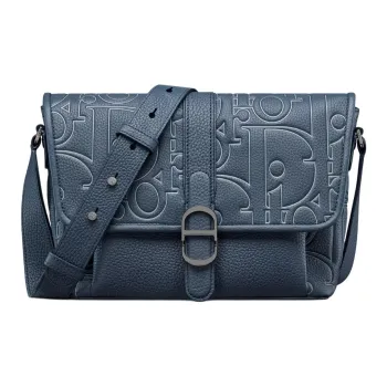 DIOR Cow Leather Shoulder Bag, Crossbody Bag Medium Size Unisex Marine Blue