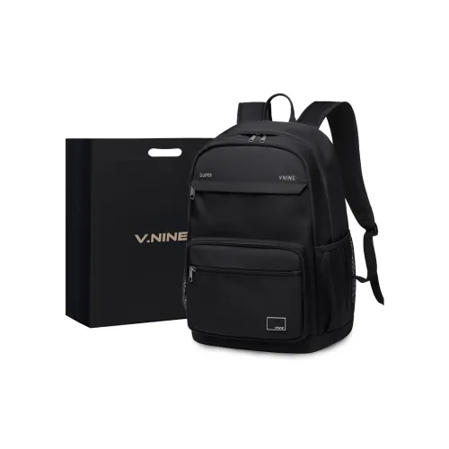 V.NINE Fabric Laptop Bag Backpack Unisex Obsidian Black/Apricot
