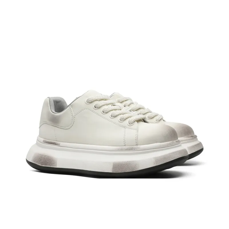 JIETEGONGYANG Low Top Casual Shoes Unisex Polished White-2