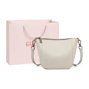 EBLAN Cow Leather Shoulder Bag, Crossbody Bag, Bucket Bag Regular Women's Ecru