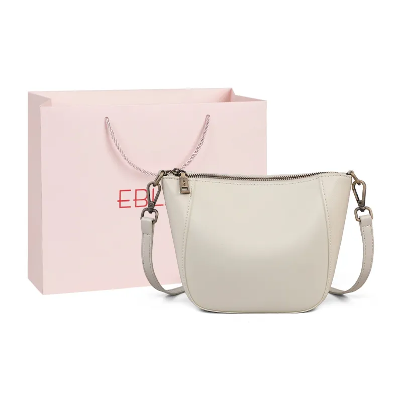 EBLAN Cow Leather Shoulder Bag, Crossbody Bag, Bucket Bag Regular Women's Ecru-0