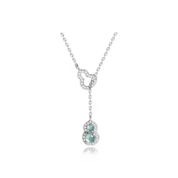 Fortune Gold Colored Glaze Jade Box Necklace Women's