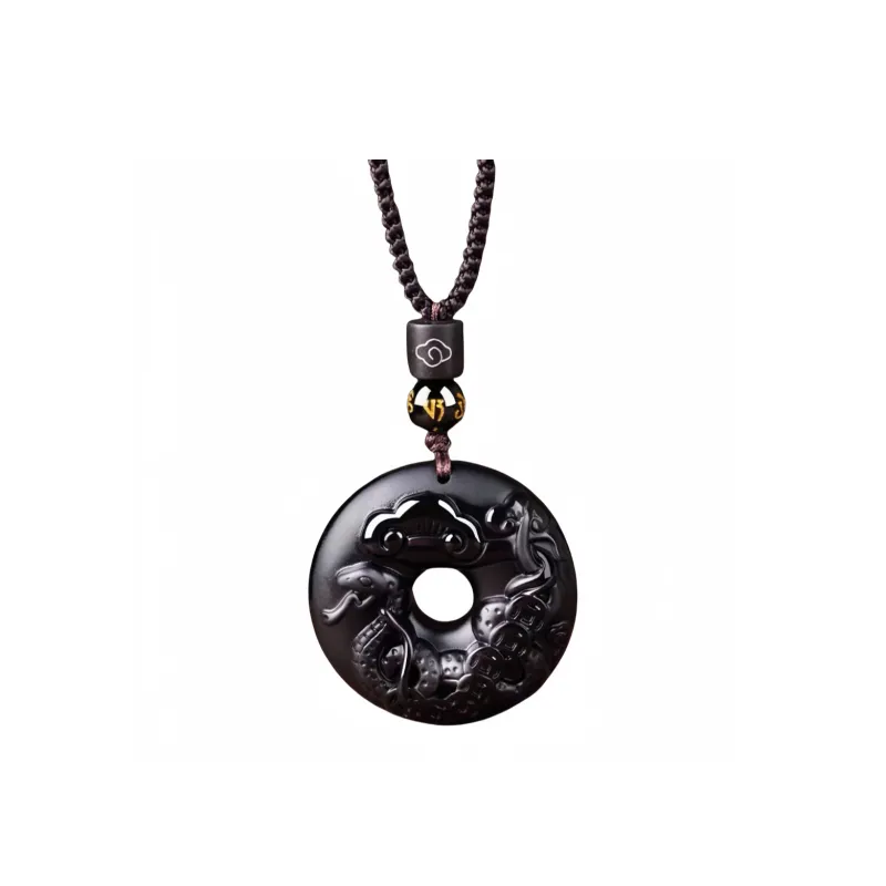 Stone On The Line Obsidian Pendants Unisex-8