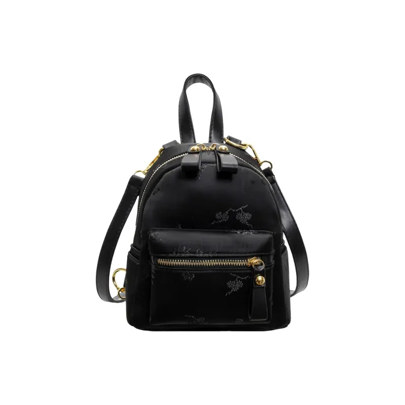 Yalu Canvas One Shoulder Crossbody Backpack Women's Black/Ecru-0
