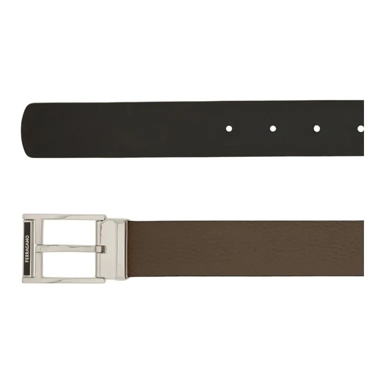 FERRAGAMO Calfskin Leather Belts Men's Brown 3.2CM-2