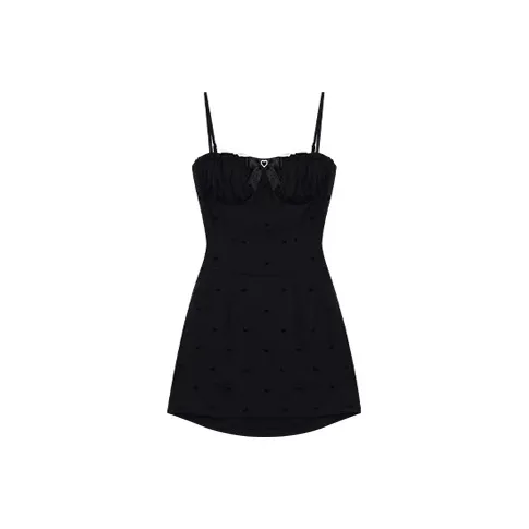 Udon House Slip Dresses Women's Black