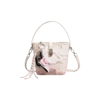 PESASRIE PU Bucket Bag, Crossbody, One Shoulder Handbag Regular Women's White Pink Gradient