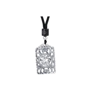 JINLUWANG Sterling Silver Hand Woven Cord Pendant Necklace Set Unisex
