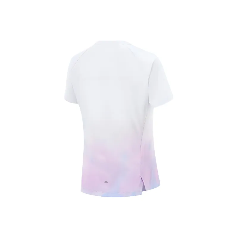 LiNing Running Collection T Shirt Women's Standard White/Sky Blue/Condensed Purple/Overflow Pink All Over Print-1