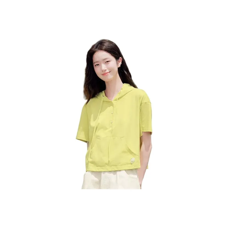 Fragment Crop Tops Women's Green Yellow-1