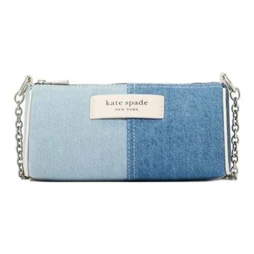 Kate Spade Fabric Baguette Bag Handbag, Shoulder Bag Small Size Women's Blue