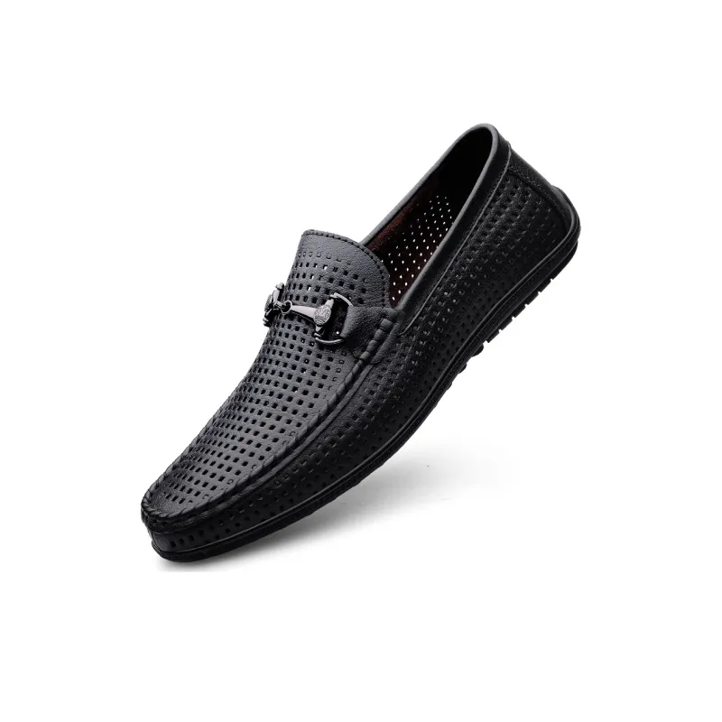 King Jinmai Men's Casual Shoes Men Low Top Black Perforated/White Perforated/Blue Perforated-1