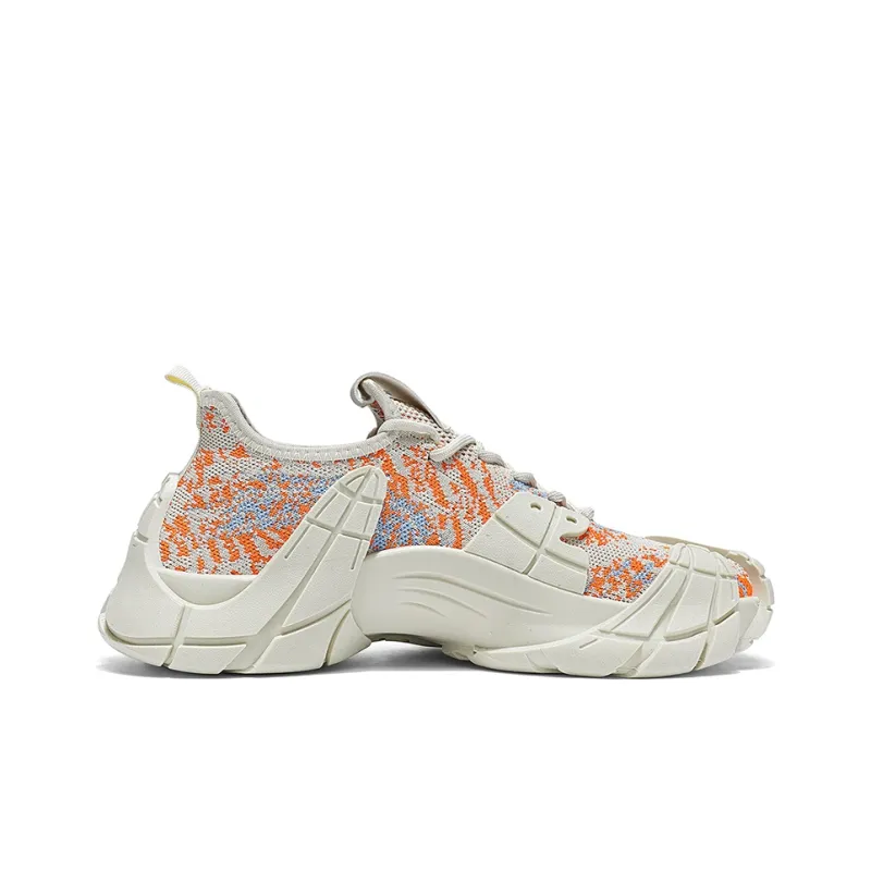 Binary Lightweight, Breathable, And Slip Resistant Low Top Chunky Sneakers Men's Beige-1